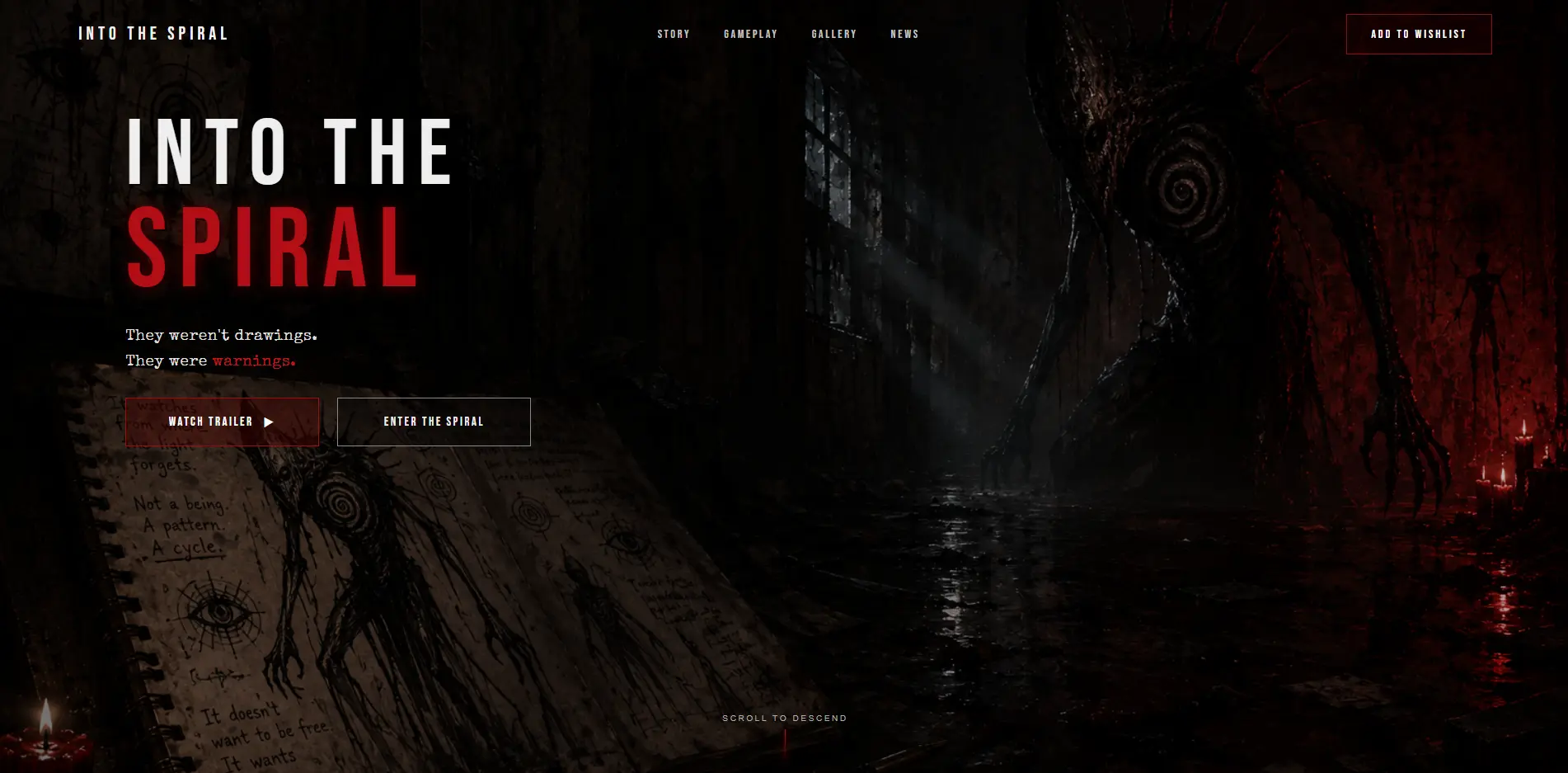 Into the Spiral horror game website
