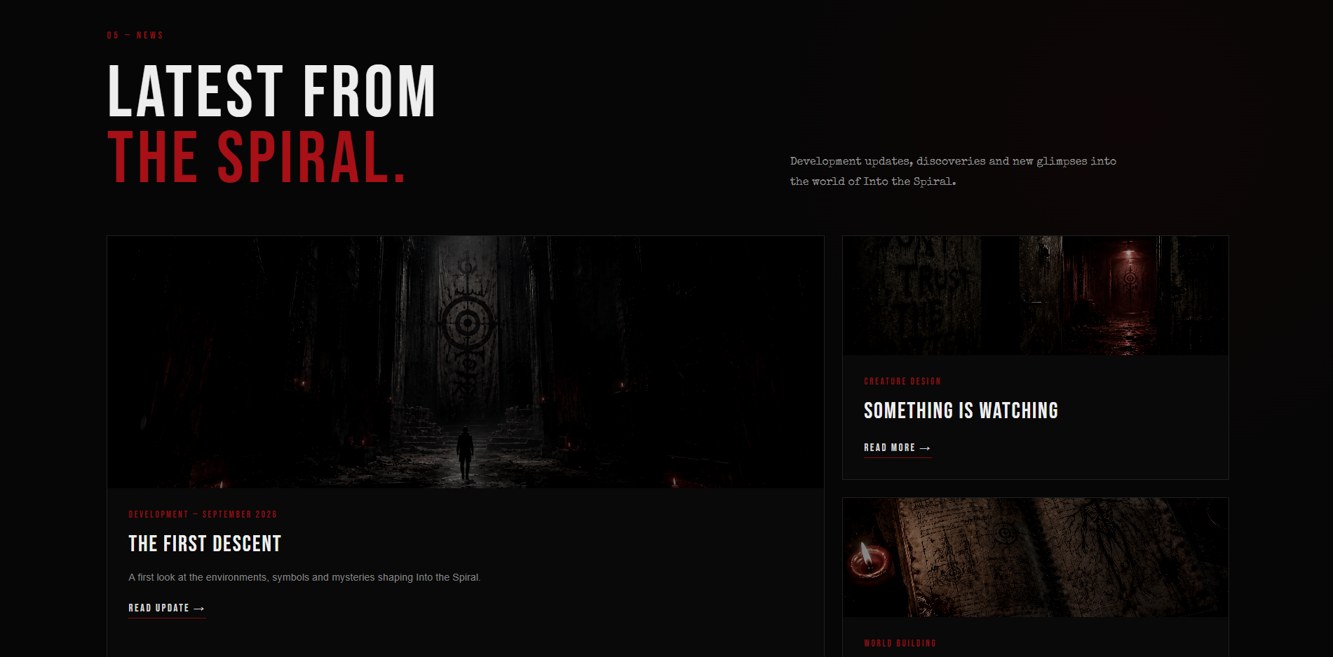 Into the Spiral website section