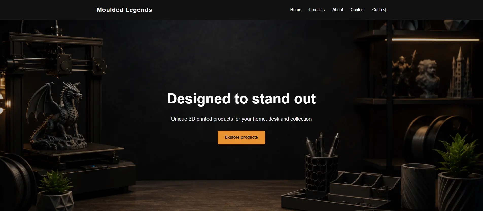 Moulded Legends 3D printing e-commerce website