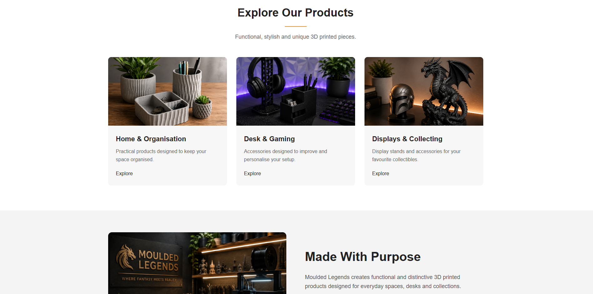 Moulded Legends product categories